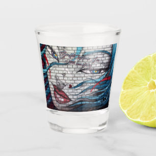 Asiatisches Mädchen Graffiti Schnapsglas