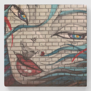 Asiatisches Mädchen Graffiti Steinuntersetzer