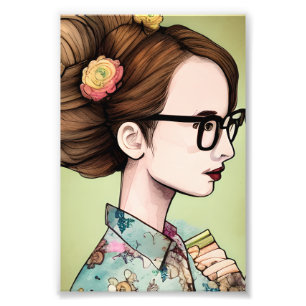 Asiatisches Mädchen mit Büchern Fotodruck