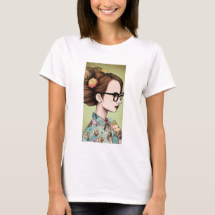 Asiatisches Mädchen mit Büchern T-Shirt