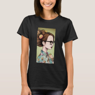 Asiatisches Mädchen mit Büchern T-Shirt
