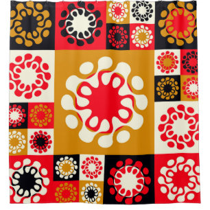 asiatisches Mosaik mit stilisierten Blume in Duschvorhang