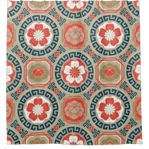 Asiatisches Motiv: Elegantes geometrisches Design Duschvorhang