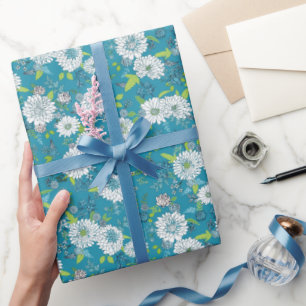 Asiatisches Muster Blau Grün Geschenkpapier