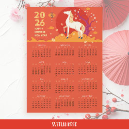 Asiatisches Neujahr 2026 Pferd Magnetkarte Kalende