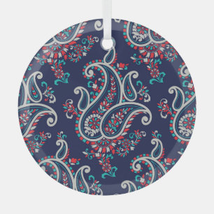 Asiatisches Paisley: Traditionelles nahtloses Desi Ornament Aus Glas