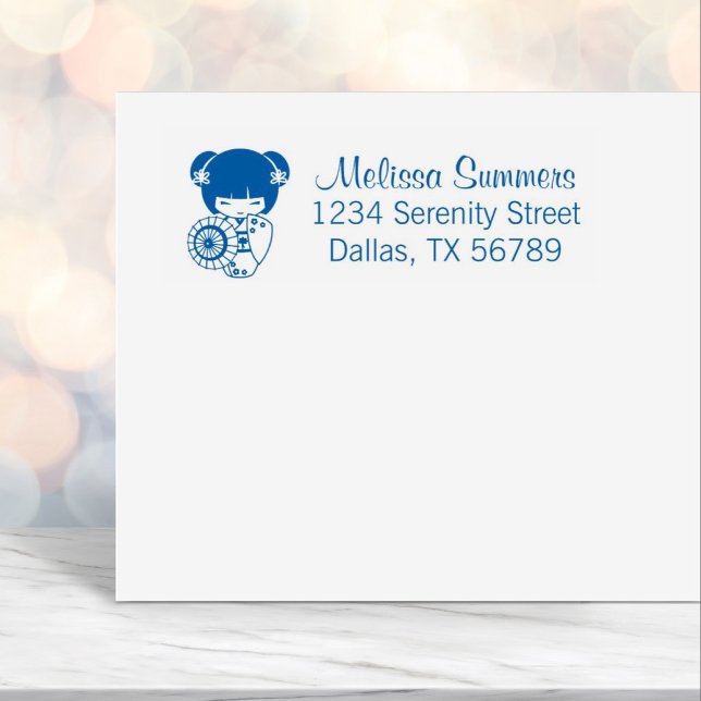 Asiatisches Regenschirmmädchen in Kimono Permastempel (Von Creator hochgeladen)