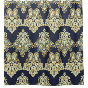 Asiatisches Textil: Illustration des Blumenpaisley Duschvorhang