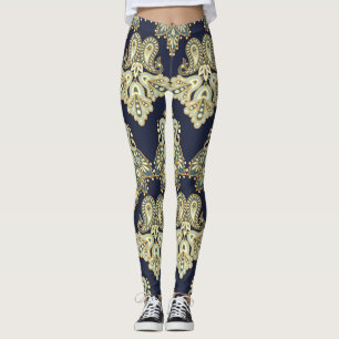 Asiatisches Textil: Illustration des Blumenpaisley Leggings