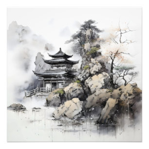 Asiatisches traditionelles Haus Fotodruck