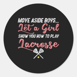 Aside Boys Lacrosse Cool Lax Player Coach Gir Runder Aufkleber
