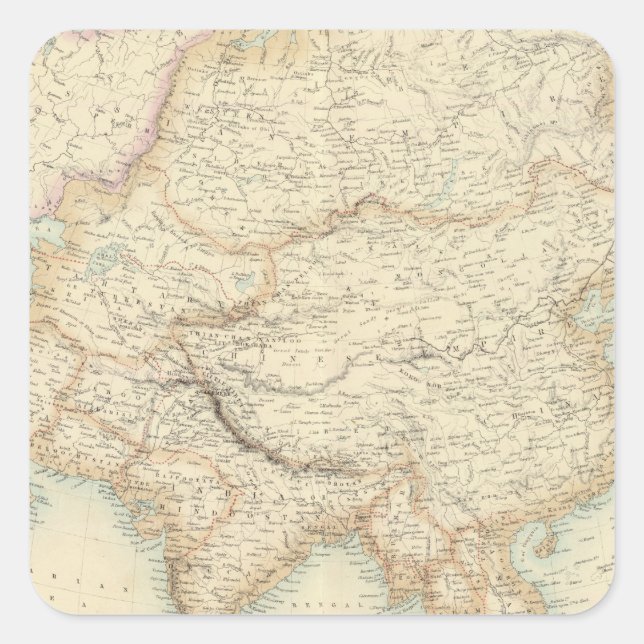 Asien 10 quadratischer aufkleber (Vorderseite)