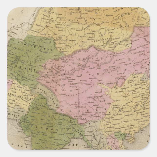 Asien 12 quadratischer aufkleber (Vorderseite)