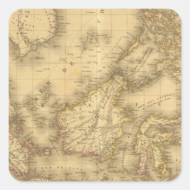 Asien 13 quadratischer aufkleber (Vorderseite)