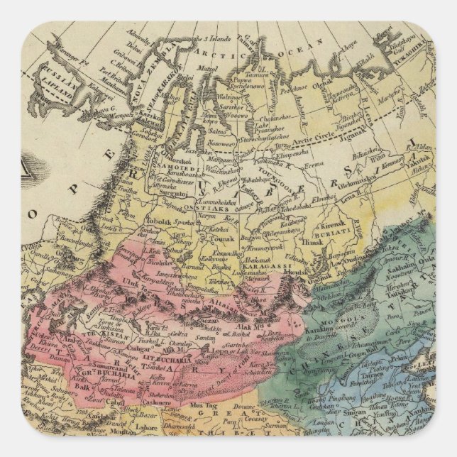Asien 16 quadratischer aufkleber (Vorderseite)