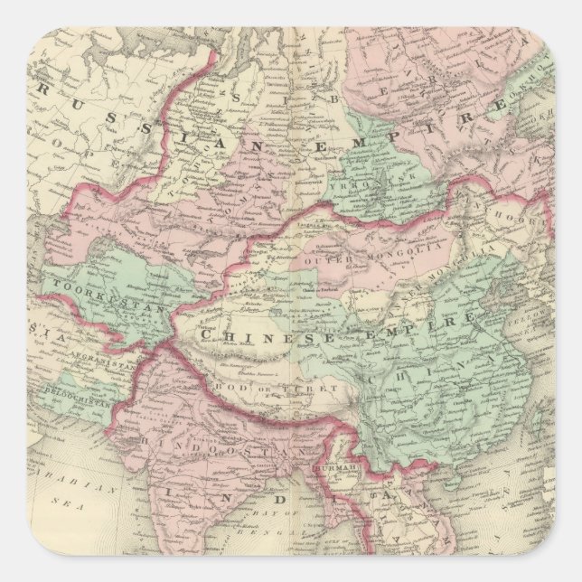 Asien 19 quadratischer aufkleber (Vorderseite)
