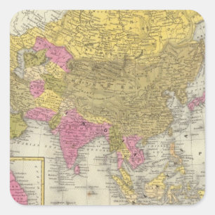Asien 20 quadratischer aufkleber