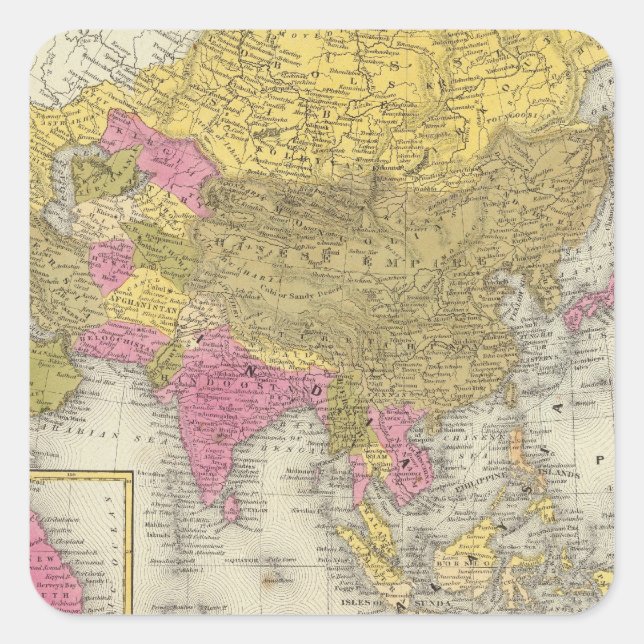 Asien 20 quadratischer aufkleber (Vorderseite)
