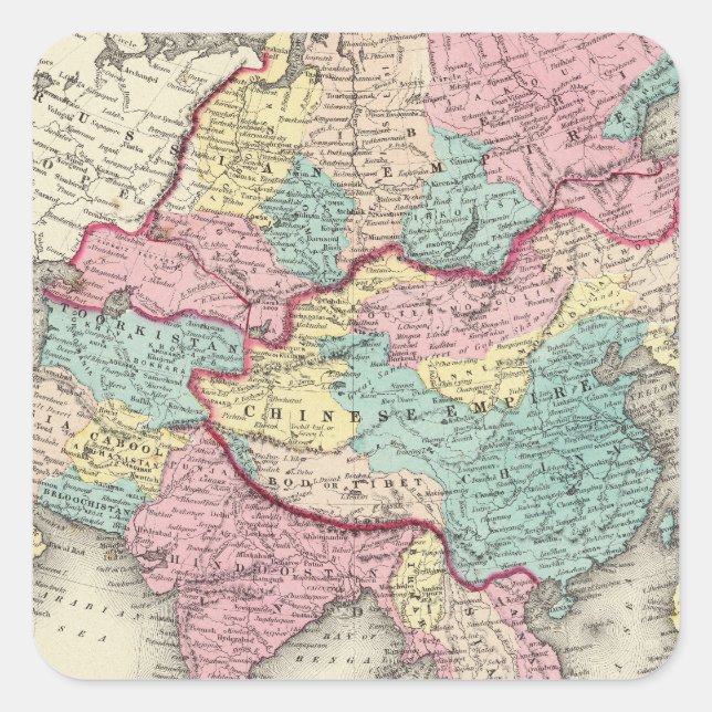 Asien 24 quadratischer aufkleber (Vorderseite)