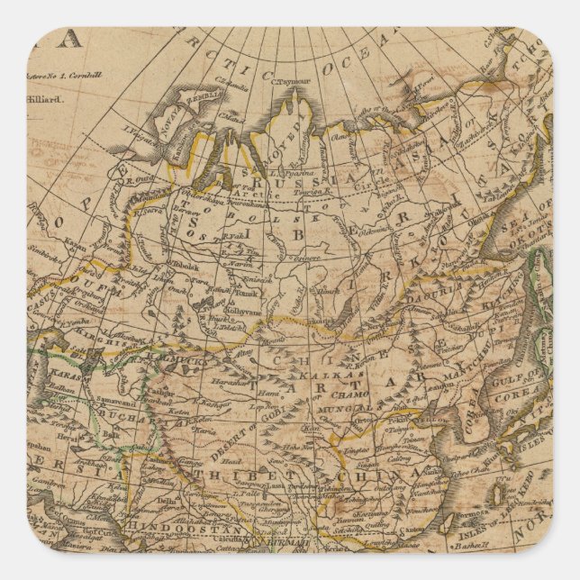 Asien 24 quadratischer aufkleber (Vorderseite)