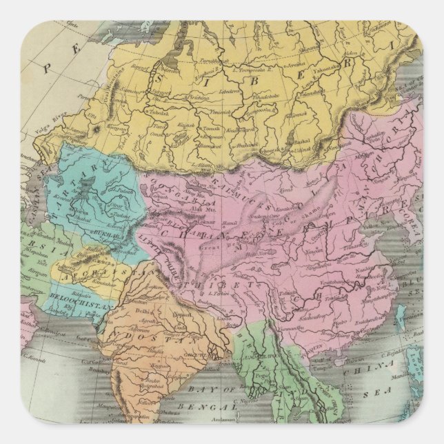 Asien 26 quadratischer aufkleber (Vorderseite)