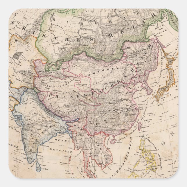 Asien 27 quadratischer aufkleber (Vorderseite)