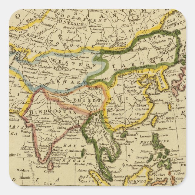 Asien 27 quadratischer aufkleber (Vorderseite)