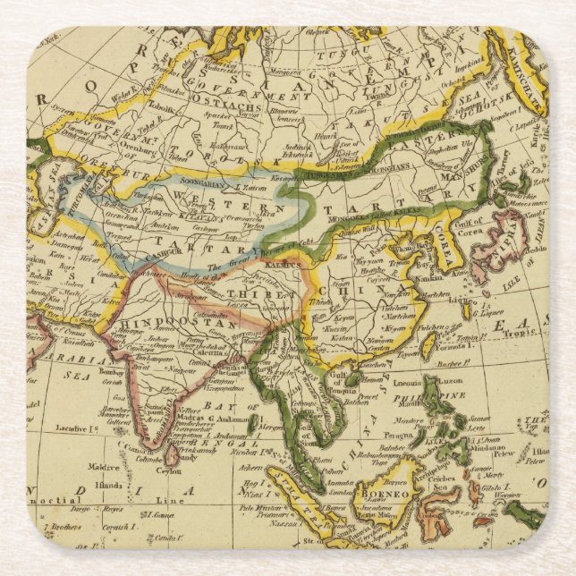 Asien 27 rechteckiger pappuntersetzer (Vorderseite)