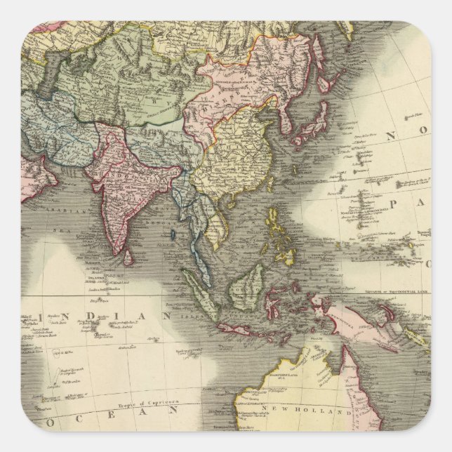 Asien 28 quadratischer aufkleber (Vorderseite)