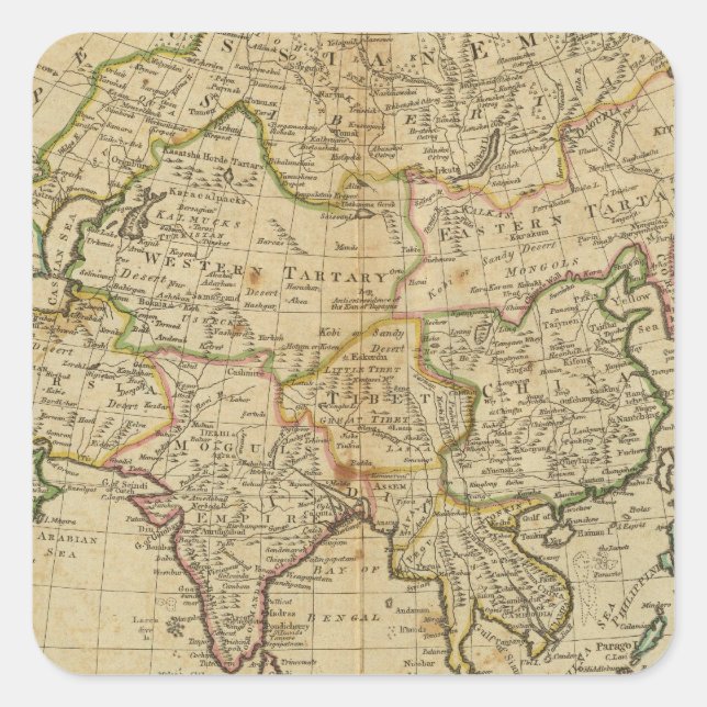 Asien 29 quadratischer aufkleber (Vorderseite)