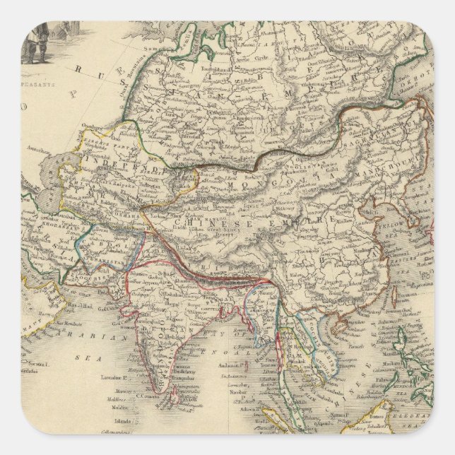 Asien 31 quadratischer aufkleber (Vorderseite)