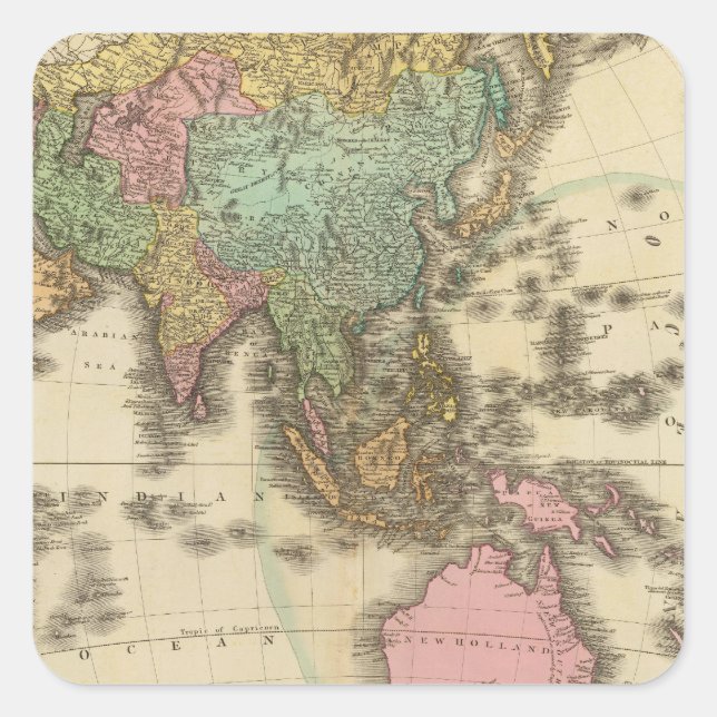 Asien 39 quadratischer aufkleber (Vorderseite)