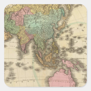 Asien 39 quadratischer aufkleber