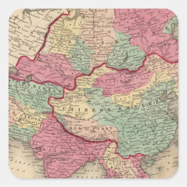Asien 43 quadratischer aufkleber (Vorderseite)