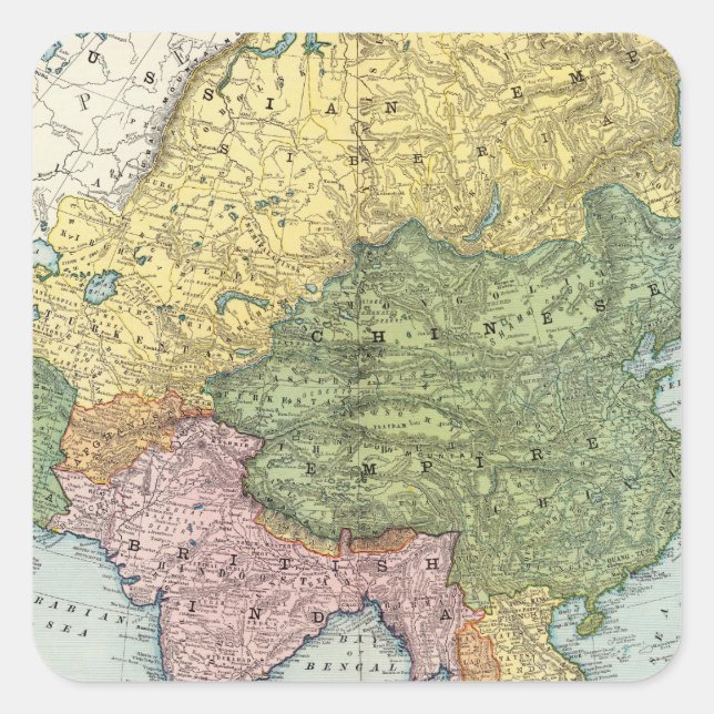 Asien 44 quadratischer aufkleber (Vorderseite)