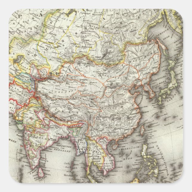 Asien 45 quadratischer aufkleber (Vorderseite)