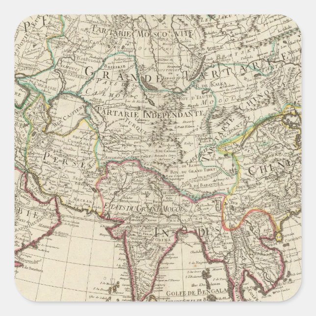 Asien 5 quadratischer aufkleber (Vorderseite)