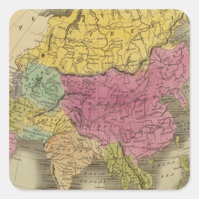 Asien 8 quadratischer aufkleber (Vorderseite)