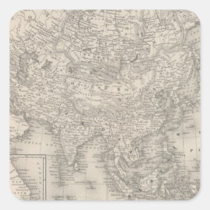 Asien 9 quadratischer aufkleber