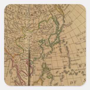 Asien-Atlas-Karte Quadratischer Aufkleber