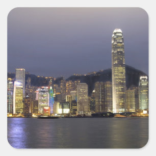 Asien, China, Hongkong, City-Skyline und 2 Quadratischer Aufkleber