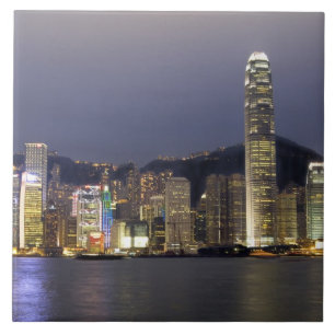 Asien, China, Hongkong, Stadt-Silhouette und 2 Fliese