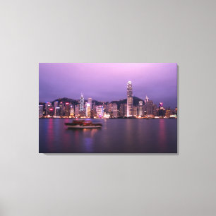 Asien, China, Hongkong, Stadt-Skyline und Leinwanddruck
