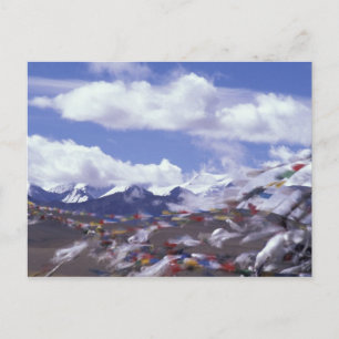 Asien, China, Tibet, Tangla-Pass. Gebetsflaggen, Postkarte