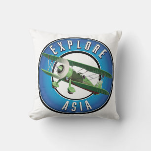 Asien im Vintage-Stil Logo Magnet Kissen