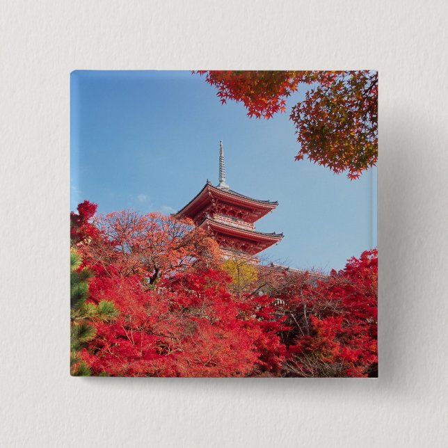 Asien, Japan, Kyoto. Herbstfarbe Button (Vorderseite)