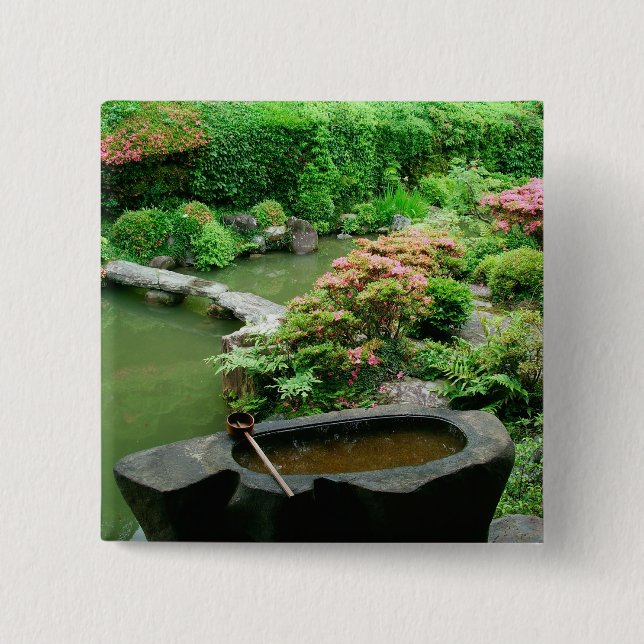 Asien, Japan, Kyoto. Zen-Garten Button (Vorderseite)