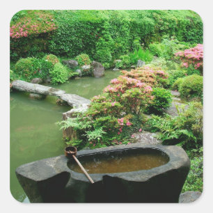 Asien, Japan, Kyoto. Zen-Garten Quadratischer Aufkleber