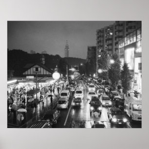 Asien, Japan, Tokio. Abend, Bahnhof Harajuku, Poster