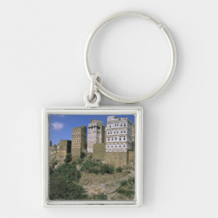 Asien, Jemen, Al Hajjara. Gebäude und nur Schlüsselanhänger